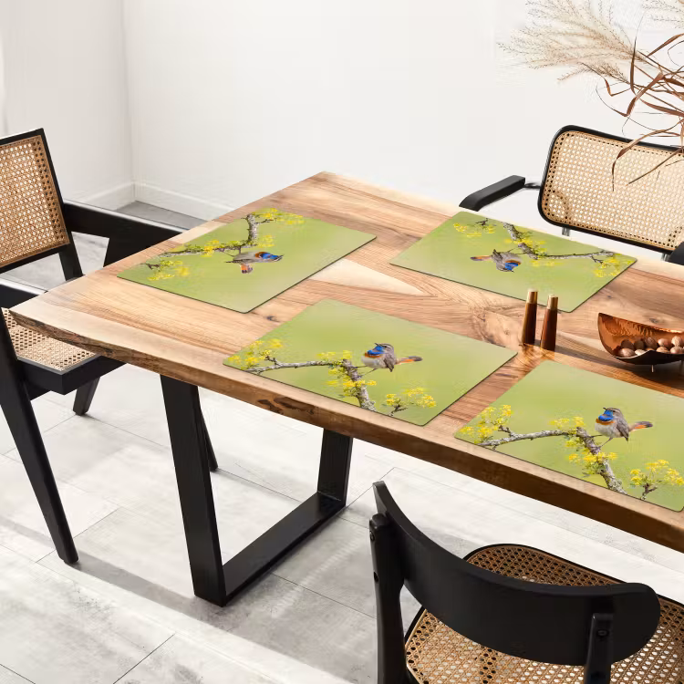 Tischset - 6 Stück - Vogel - Zweig - Natur - Farbenfroh - 6 Stück — 4