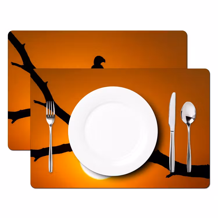 Tischset - 6 Stück - Geier - Zweig - Sonne - Orange - 6 Stück — 2