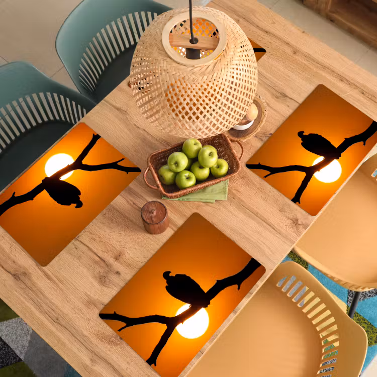 Tischset - 6 Stück - Geier - Zweig - Sonne - Orange - 6 Stück — 3