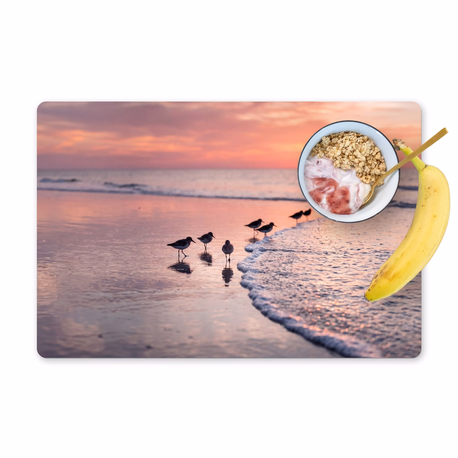 Tischset - 6 Stück - Möwen - Strand - Meer - Rosa - 6 Stück — 1