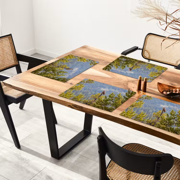 Tischset - 6 Stück - Eule - Uhu - Bäume - Natur - 6 Stück — 4
