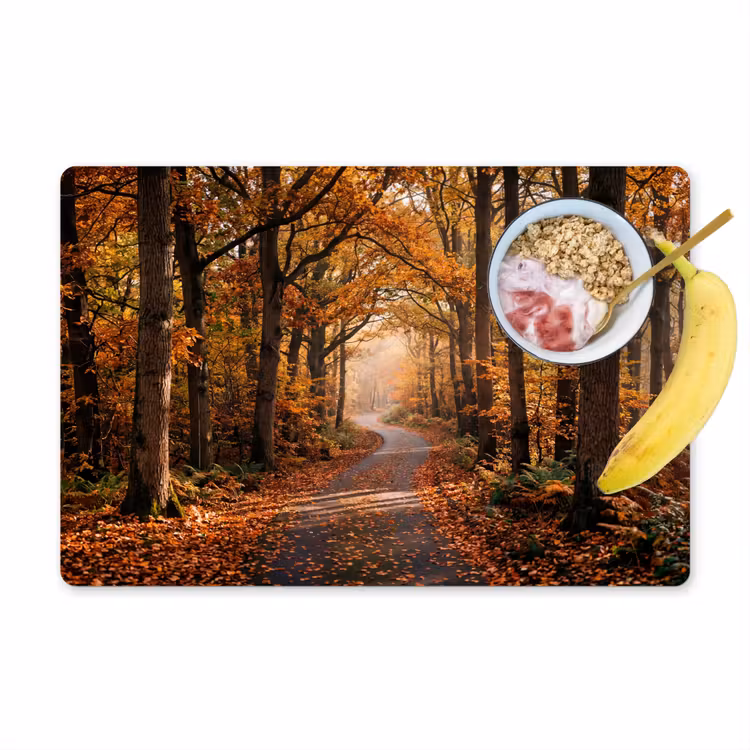 Tischset - 6 Stück - Waldweg - Herbstwald - Blätter - Orange - Nostalgisch - 6 Stück — 1