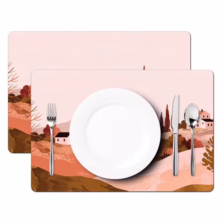 Tischset - 6 Stück - Hügellandschaft - Grafik - Terrakotta - 6 Stück — 2