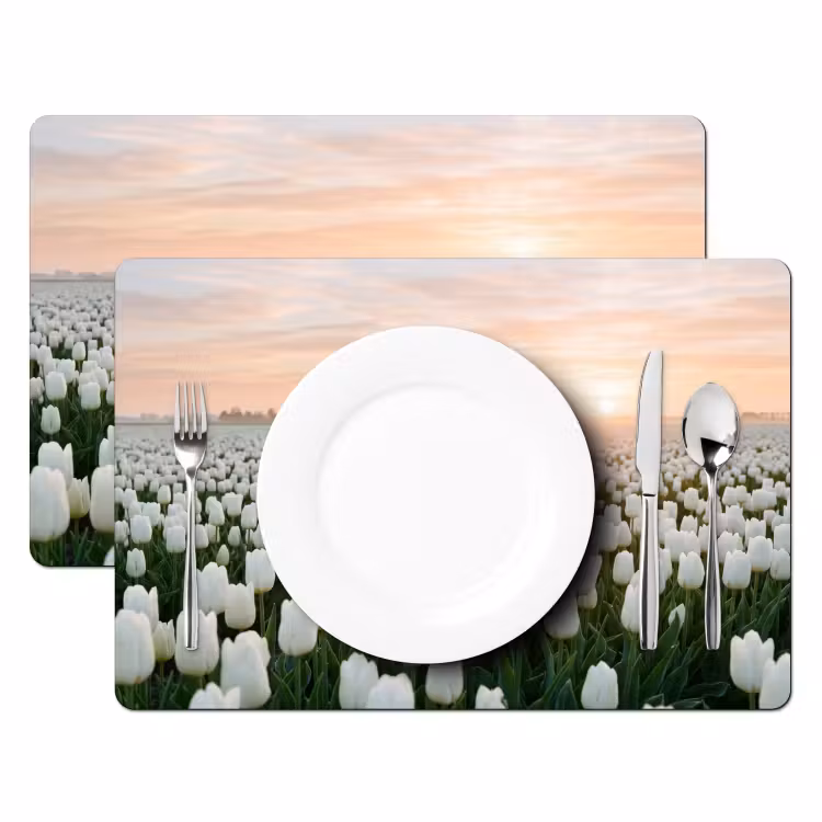 Tischset - 6 Stück - Tulpen - Landschaft - Weiß - 6 Stück — 2