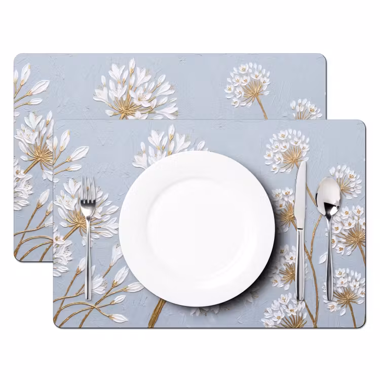Tischset - 6 Stück - Illustration - Blumen - Blau - 6 Stück — 2