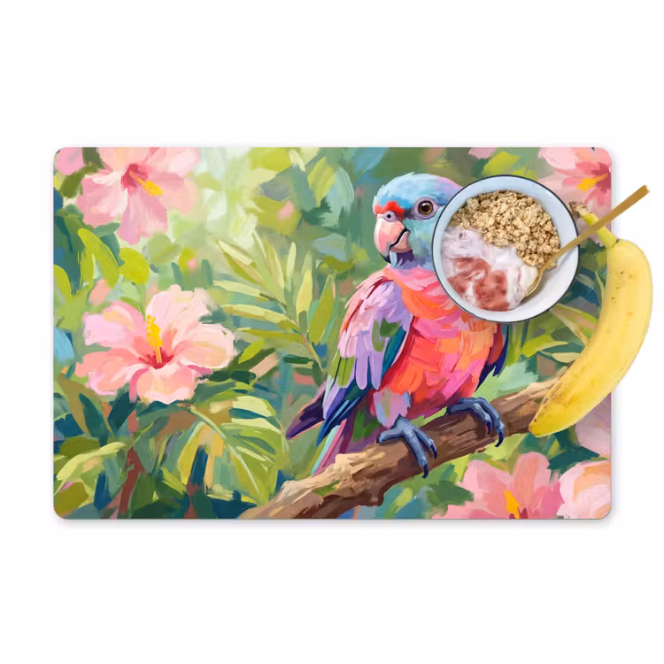 Tischset - 6 Stück - Papagei - Hibiskusblüten - Farbenfroh - 6 Stück — 1