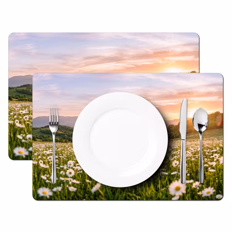 Tischset - 6 Stück - Gänseblümchen - Feld - Hügel - Grün - 6 Stück — 2