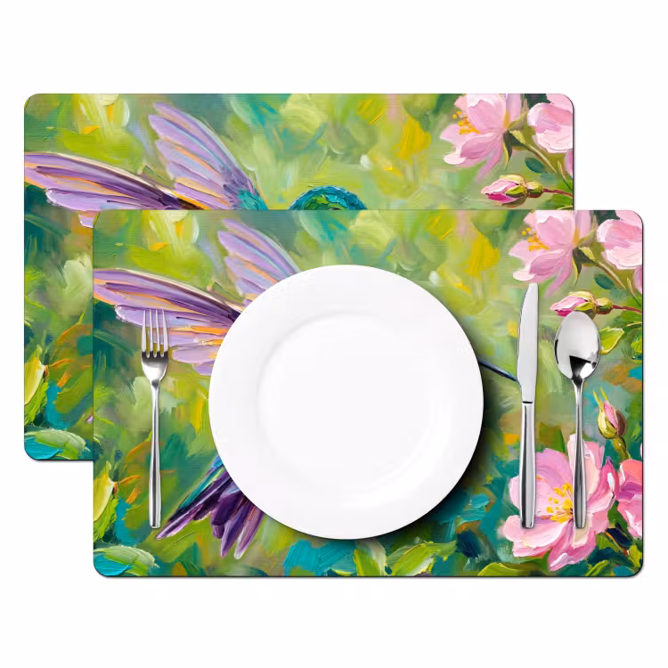Tischset - 6 Stück - Kolibri - Blumen - Natur - Farbenfroh - 6 Stück — 2