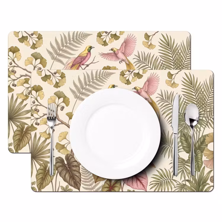 Tischset - 6 Stück - Vögel - Tropisch - Botanisch - Rosa - 6 Stück — 2