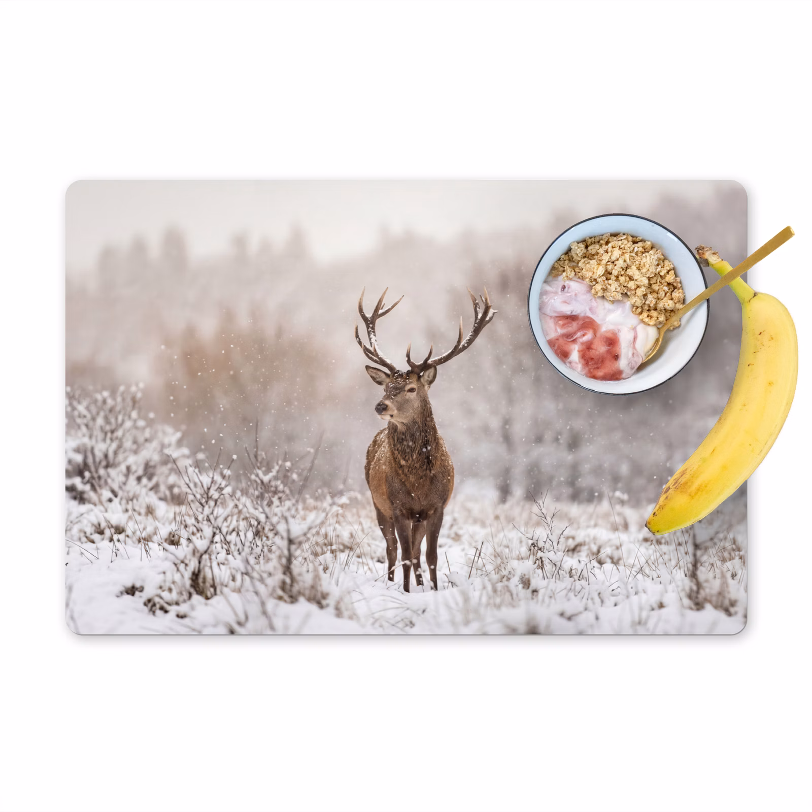 Tischset - 6 Stück - Rothirsch - Wald - Schnee - Winter - Majestätisch - 6 Stück — 1
