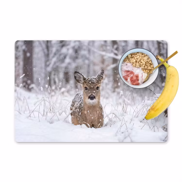 Tischset - 6 Stück - Hirsche - Schnee - Wald - Tiere - Liebenswert - 6 Stück — 1