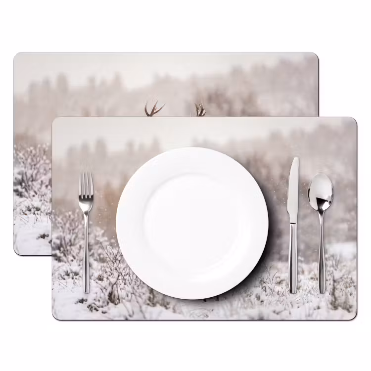 Tischset - 6 Stück - Rothirsch - Wald - Schnee - Winter - Majestätisch - 6 Stück — 2
