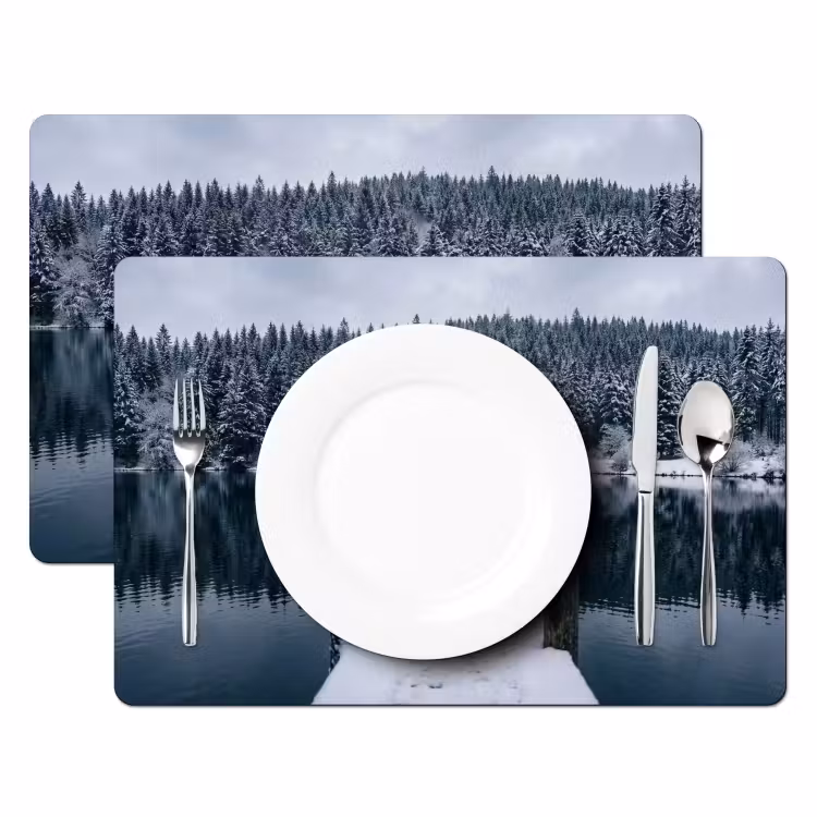 Tischset - 6 Stück - Steg - See - Schnee - Berge - Ruhe - 6 Stück — 2