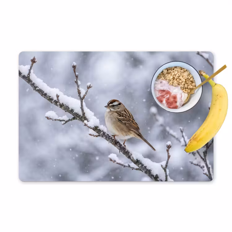Tischset - 6 Stück - Vogel - Zweig - Schnee - Winter - 6 Stück — 1