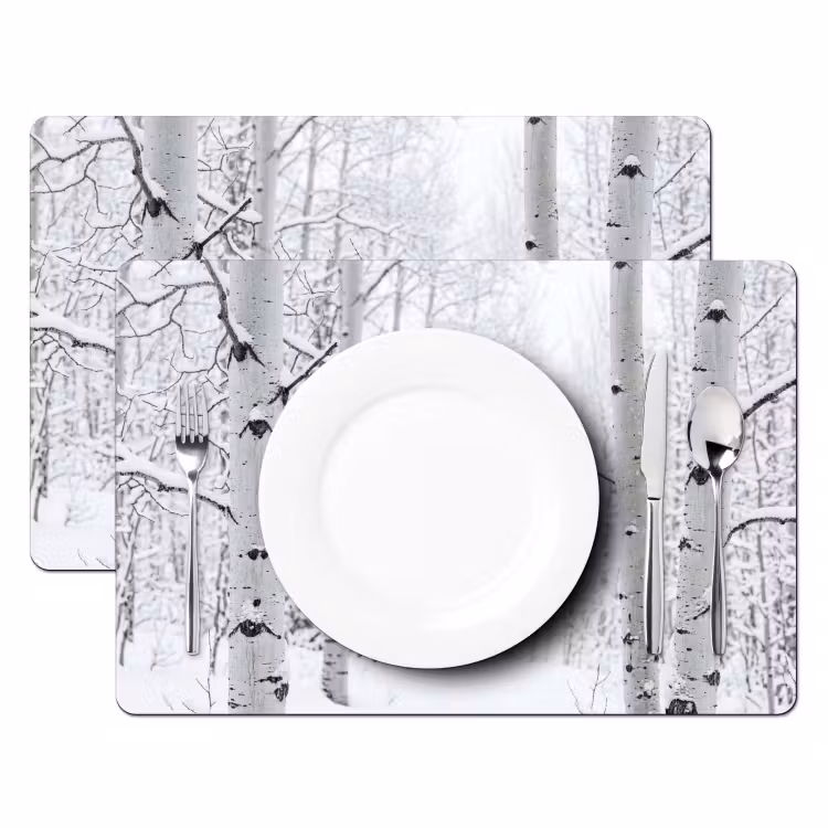 Tischset - 6 Stück - Birke - Schnee - Winter - Wald - Weiß - 6 Stück — 2