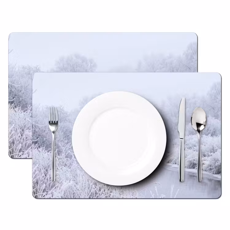 Tischset - 6 Stück - Fluss - Schnee - Wald - Winter - Landschaft - 6 Stück — 2