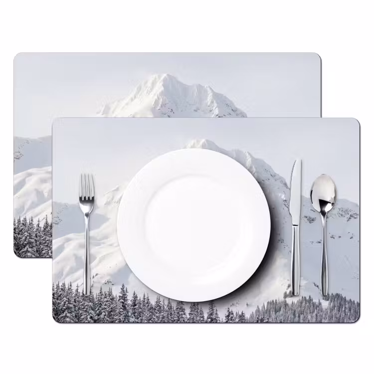 Tischset - 6 Stück - Berg - Schnee - Winter - Natur - Weiß - 6 Stück — 2