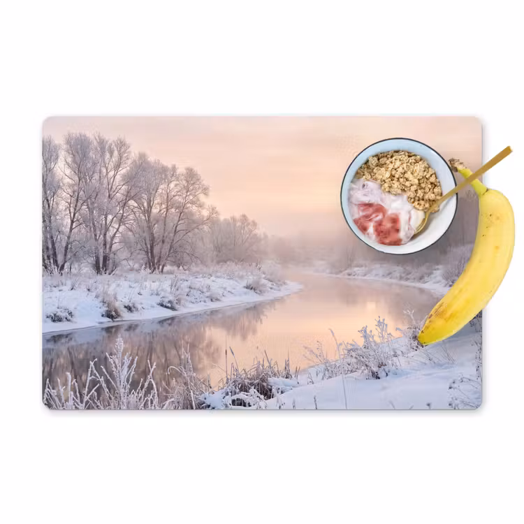 Tischset - 6 Stück - Fluss - Winter - Landschaft - Schnee - Sonnenaufgang - 6 Stück — 1