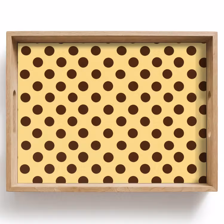 Tablett - Polka Dot – Punkte – Retro – Gelb – Braun — 1