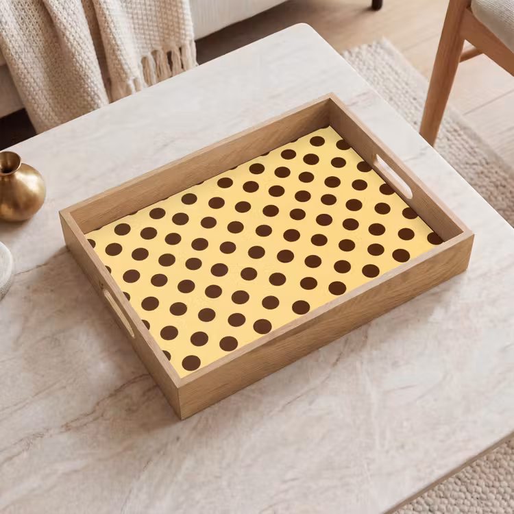 Tablett - Polka Dot – Punkte – Retro – Gelb – Braun — 2