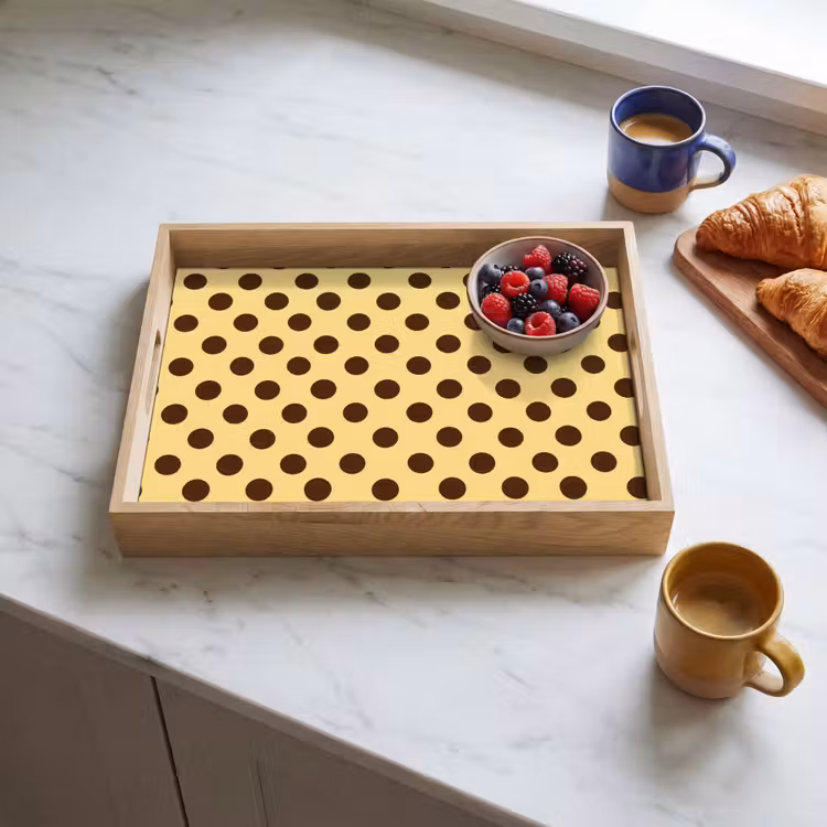Tablett - Polka Dot – Punkte – Retro – Gelb – Braun — 3