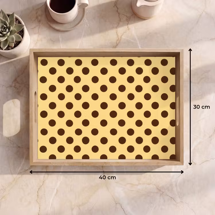 Tablett - Polka Dot – Punkte – Retro – Gelb – Braun — 7