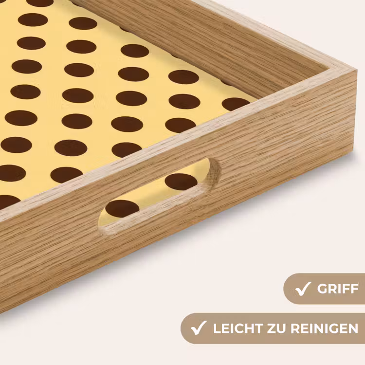 Tablett - Polka Dot – Punkte – Retro – Gelb – Braun — 8