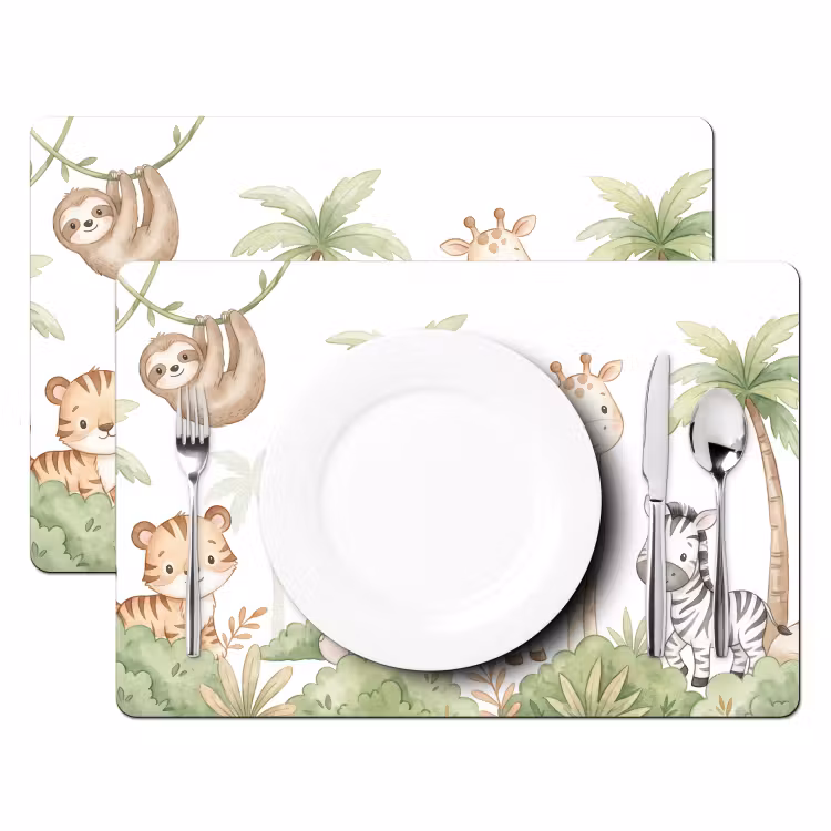 Tischset - 6 Stück - Tiere - Dschungel - Pastell - 6 Stück — 2