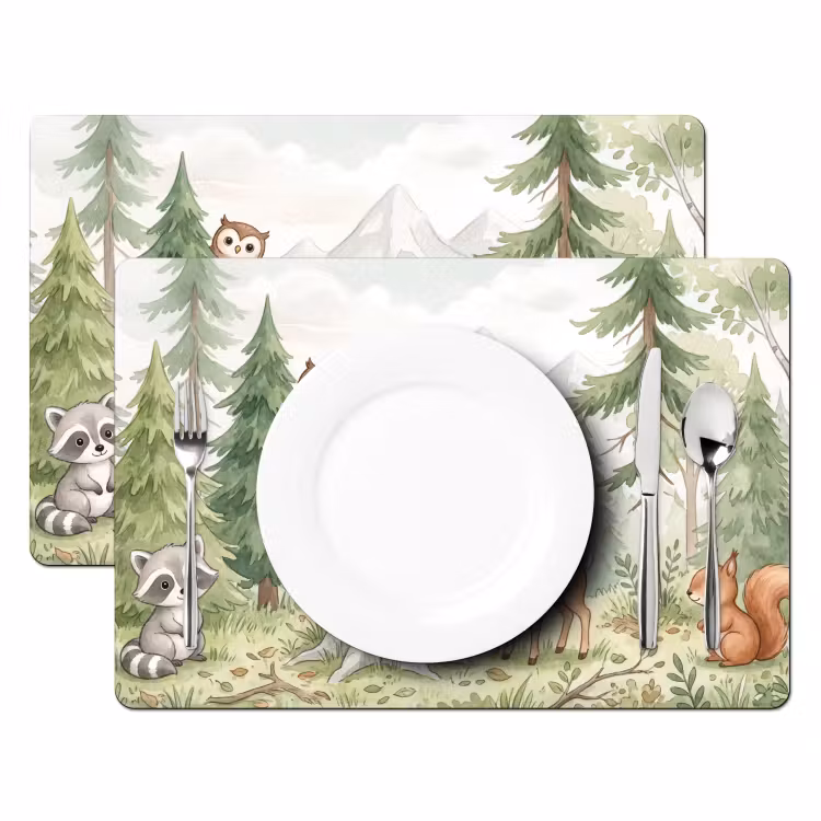 Tischset - 6 Stück - Wald - Tiere - Grün - 6 Stück — 2