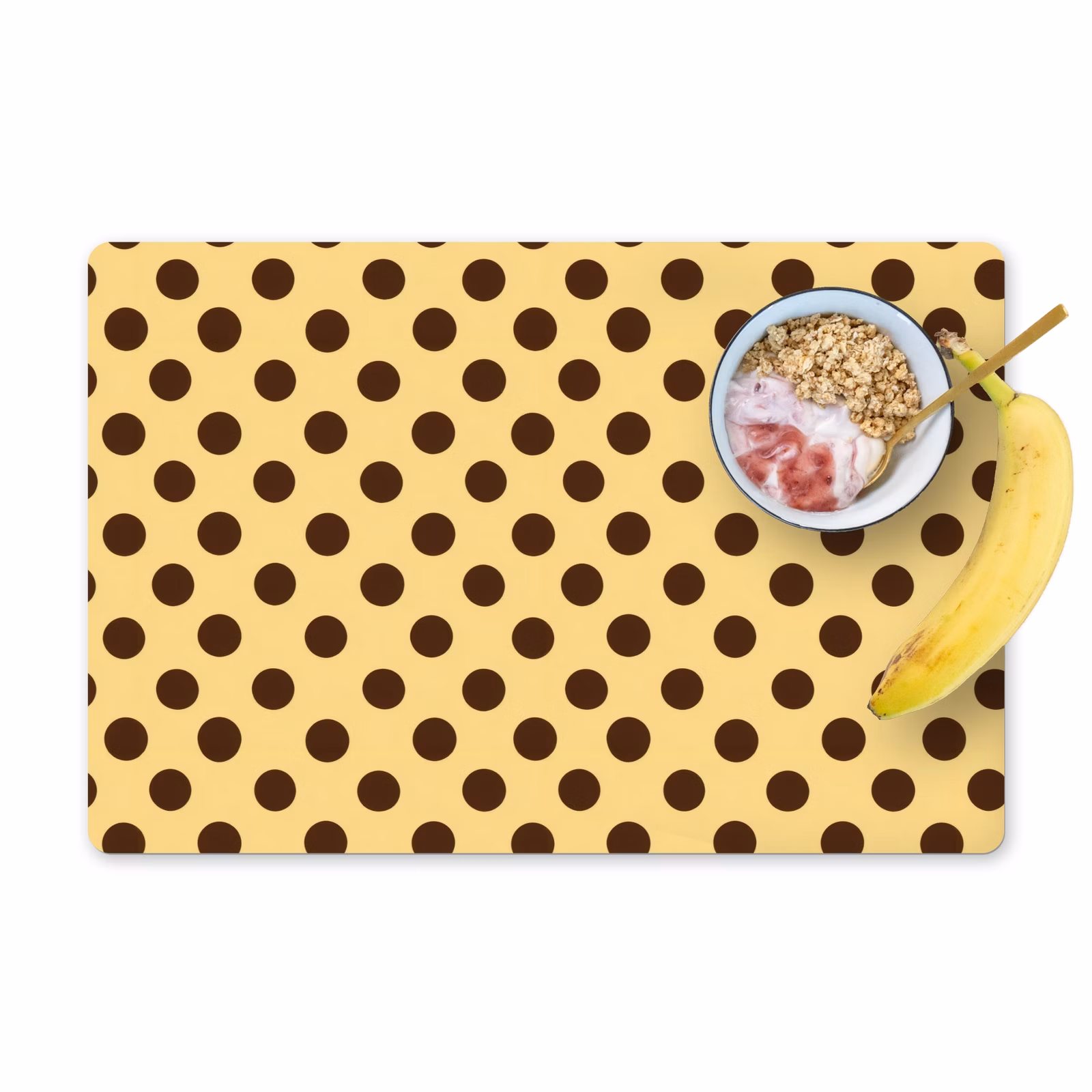 Tischset - 6 Stück - Polka Dot – Punkte – Retro – Gelb – Braun - 6 Stück — 1
