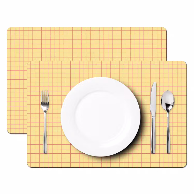 Tischset - 6 Stück - Karomuster – Raster – Minimalistisch – Gelb – Rosa - 6 Stück — 2