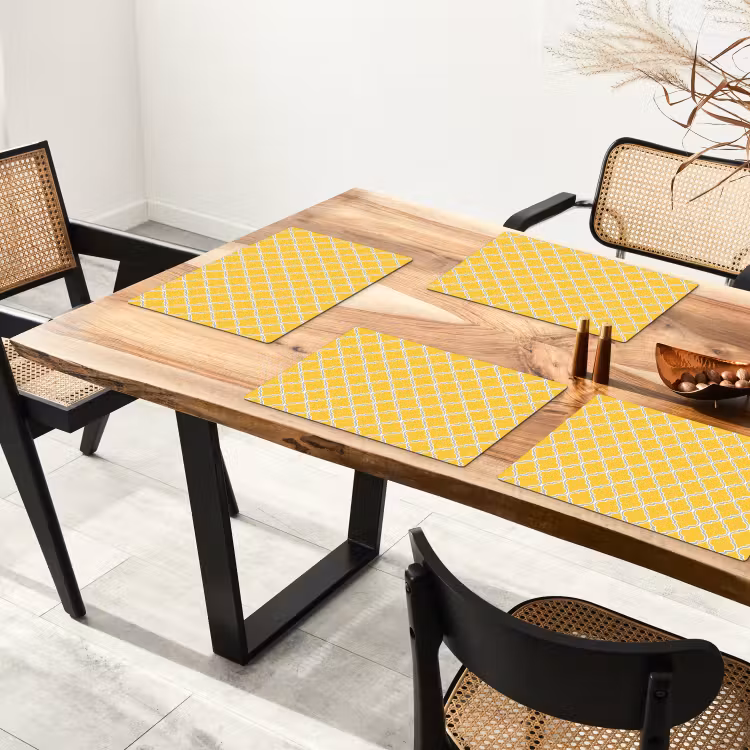 Tischset - 6 Stück - Laterne – Arabeske – Elegant – Gelb - 6 Stück — 4