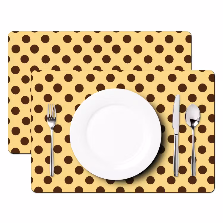 Tischset - 6 Stück - Polka Dot – Punkte – Retro – Gelb – Braun - 6 Stück — 2