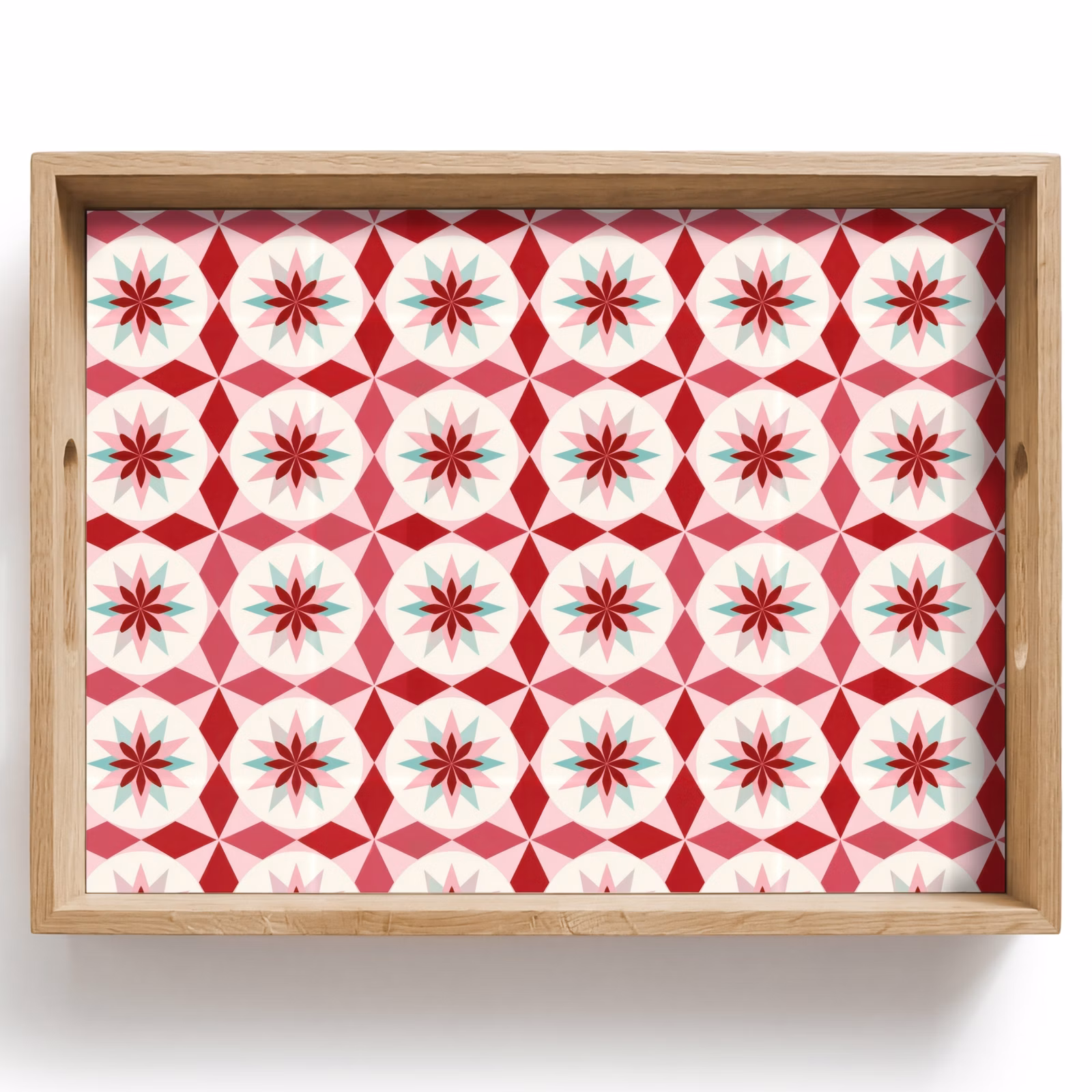 Tablett - Tegelpatroon - Sterren - Retro - Roze - Mintgroen — 1