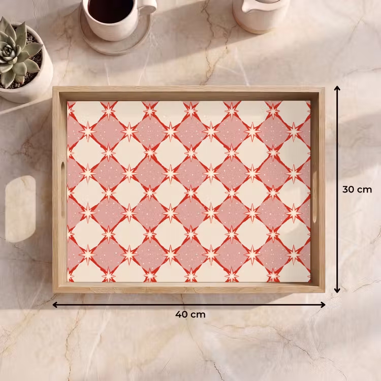 Tablett - Ruiten - Sterren - Vintage - Oudroze - Rood — 7
