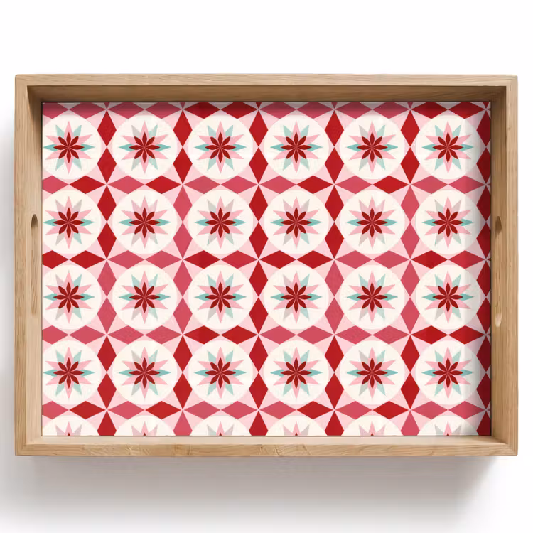 Tablett - Tegelpatroon - Sterren - Retro - Roze - Mintgroen — 1