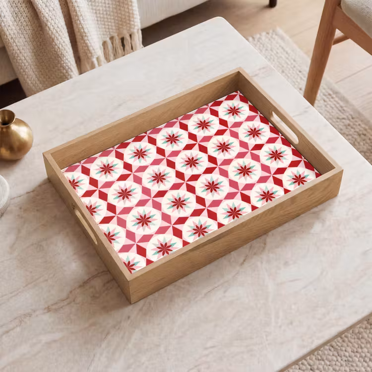 Tablett - Tegelpatroon - Sterren - Retro - Roze - Mintgroen — 2