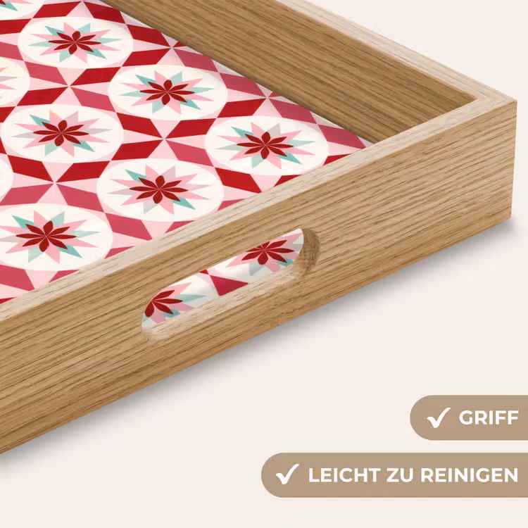 Tablett - Tegelpatroon - Sterren - Retro - Roze - Mintgroen — 8