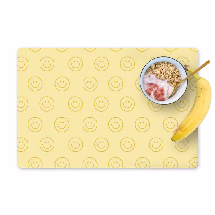 Tischset - 6 Stück - Smileys – Muster – Retro – Zartgelb - 6 Stück — 1