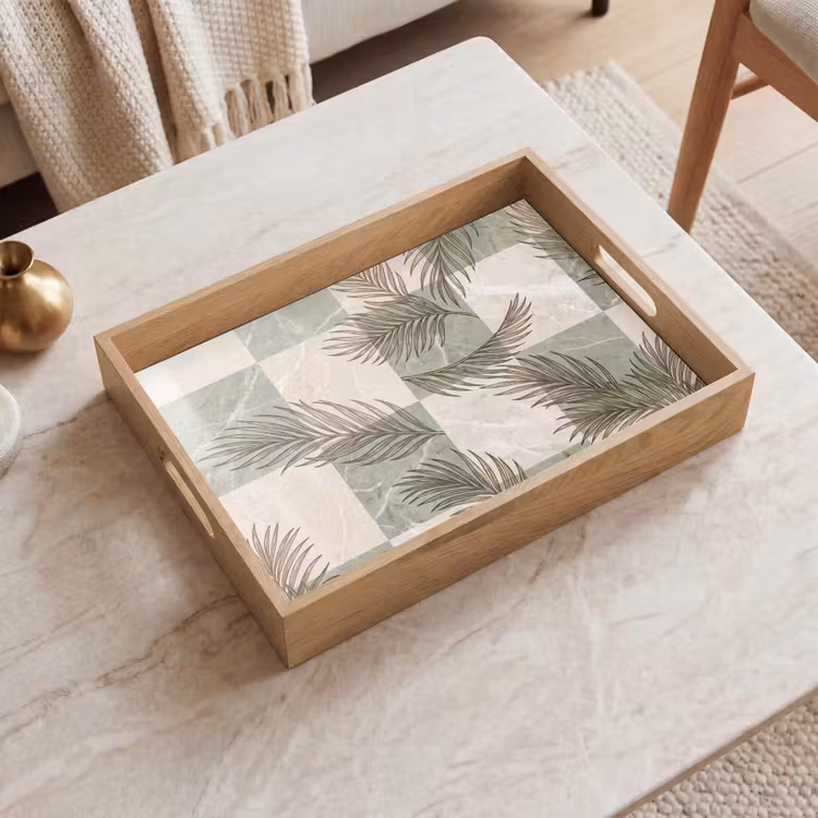 Tablett - Pflanzen – Blätter – Marmor – Modern – Grün — 2