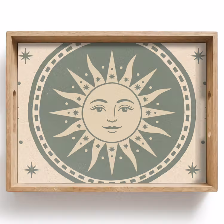 Tablett - Sonne – Sterne – Astrologie – Vintage – Grün — 1