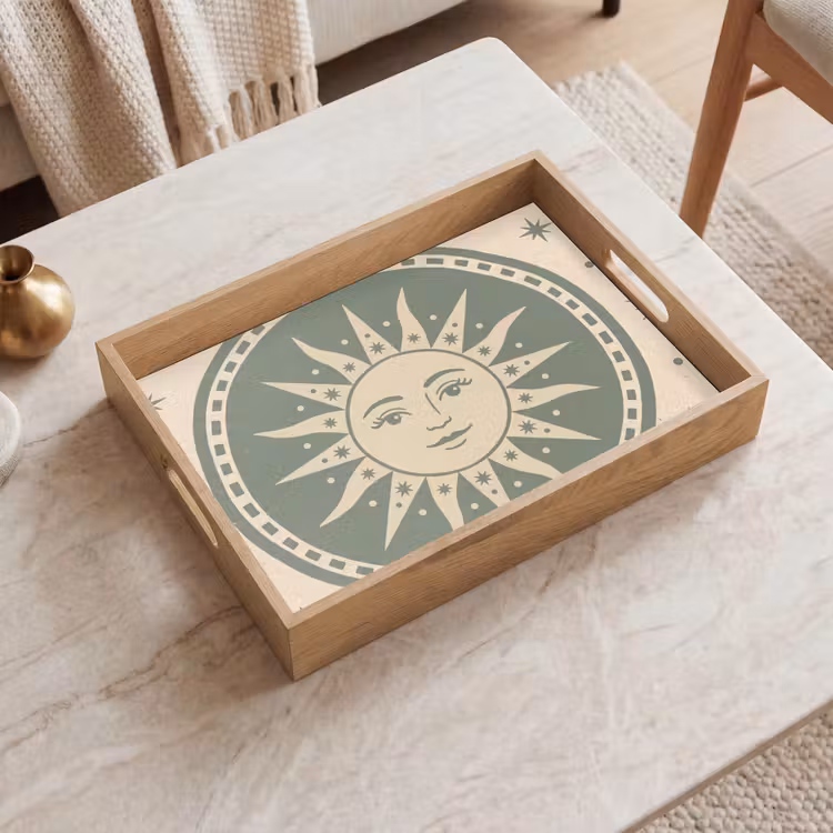 Tablett - Sonne – Sterne – Astrologie – Vintage – Grün — 2