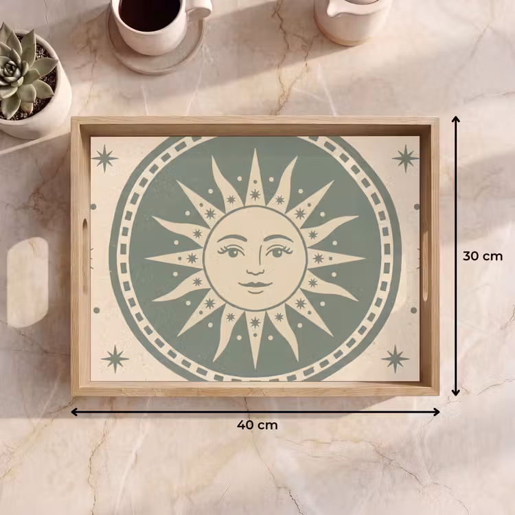 Tablett - Sonne – Sterne – Astrologie – Vintage – Grün — 7