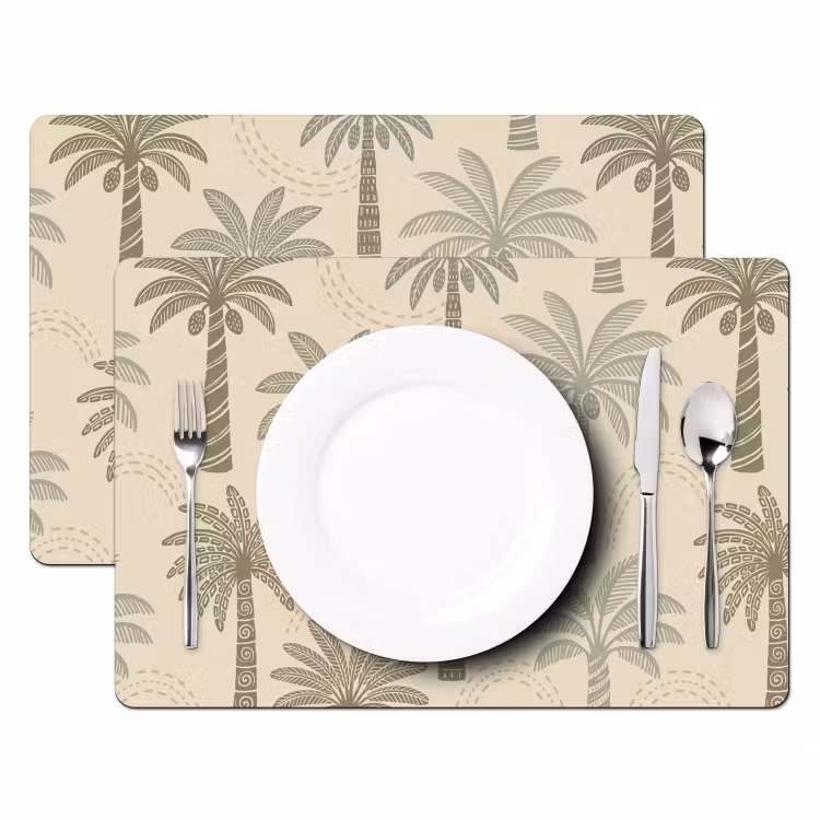 Tischset - 6 Stück - Palmen – Muster – Tropisch – Beige - 6 Stück — 2