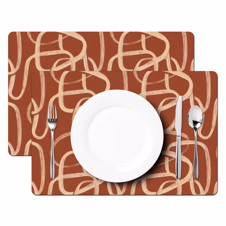 Tischset - 6 Stück - Linien – Abstrakt – Organisch – Terrakotta – Creme - 6 Stück — 2