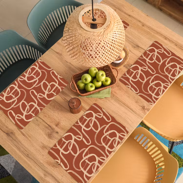 Tischset - 6 Stück - Linien – Abstrakt – Organisch – Terrakotta – Creme - 6 Stück — 3