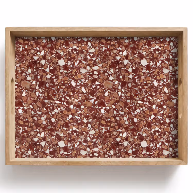 Tablett - Terrazzo – Muster – Steinstruktur – Rotbraun — 1