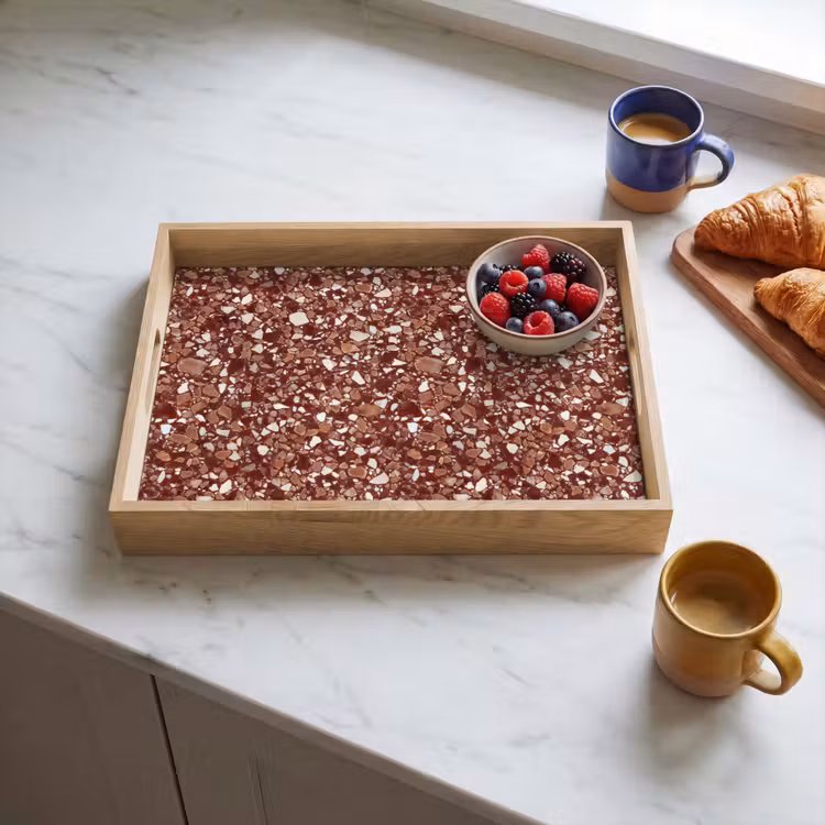 Tablett - Terrazzo – Muster – Steinstruktur – Rotbraun — 3