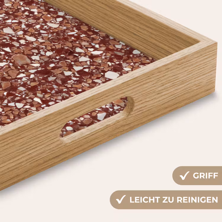 Tablett - Terrazzo – Muster – Steinstruktur – Rotbraun — 8