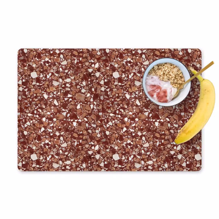 Tischset - 6 Stück - Terrazzo – Muster – Steinstruktur – Rotbraun - 6 Stück — 1